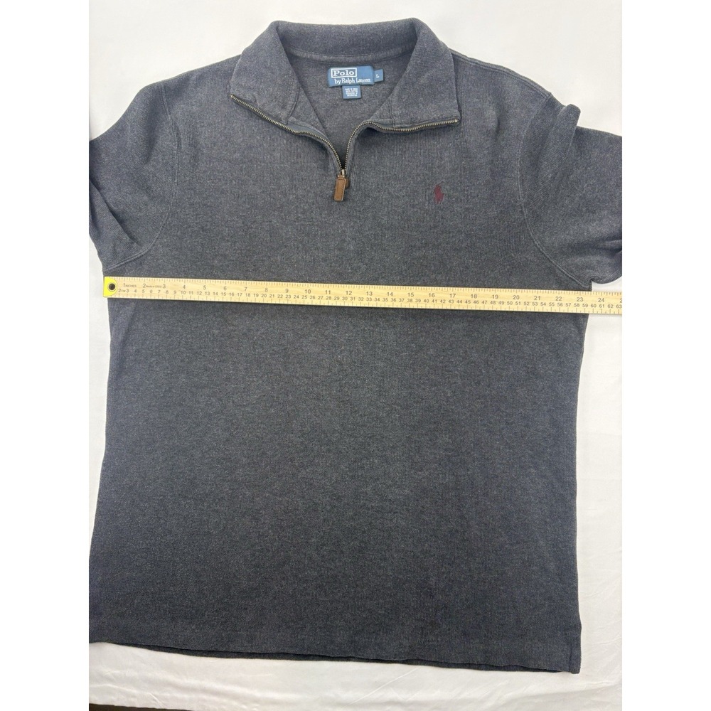 POLO RALPH LAUREN Mens 1/4 Zip Estate Rib Pullover Sweater charcoal Gray Large - Picture 8 of 14